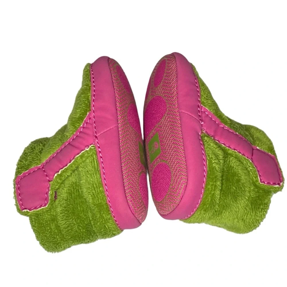 The North Face Infant NSE Fleece Booties Green Pink Size 4